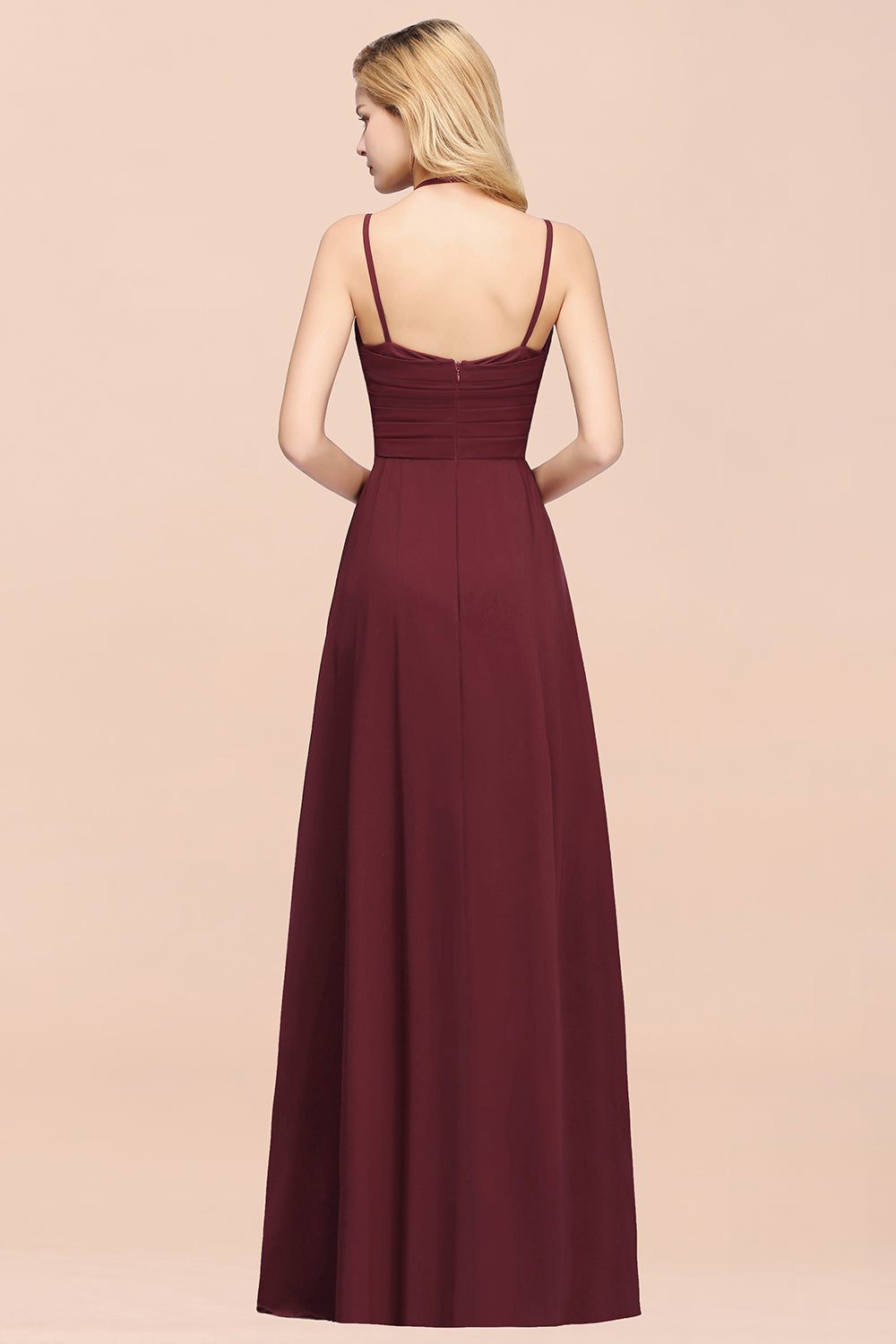 Affordable Chiffon Burgundy Bridesmaid Dresses With Spaghetti Straps