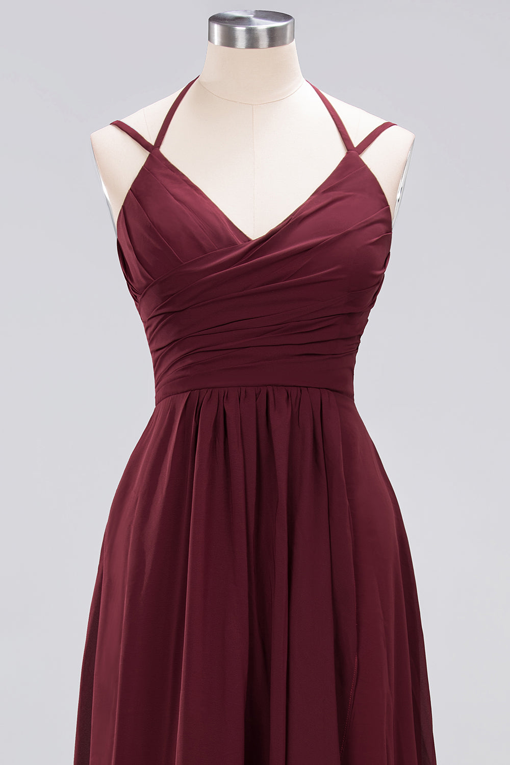 Affordable Chiffon Burgundy Bridesmaid Dresses With Spaghetti Straps