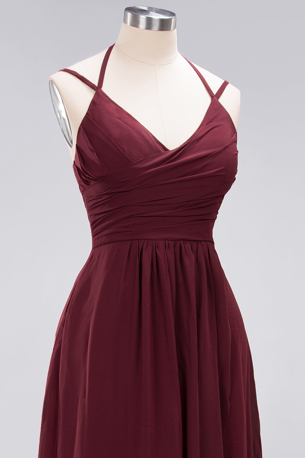 Affordable Chiffon Burgundy Bridesmaid Dresses With Spaghetti Straps