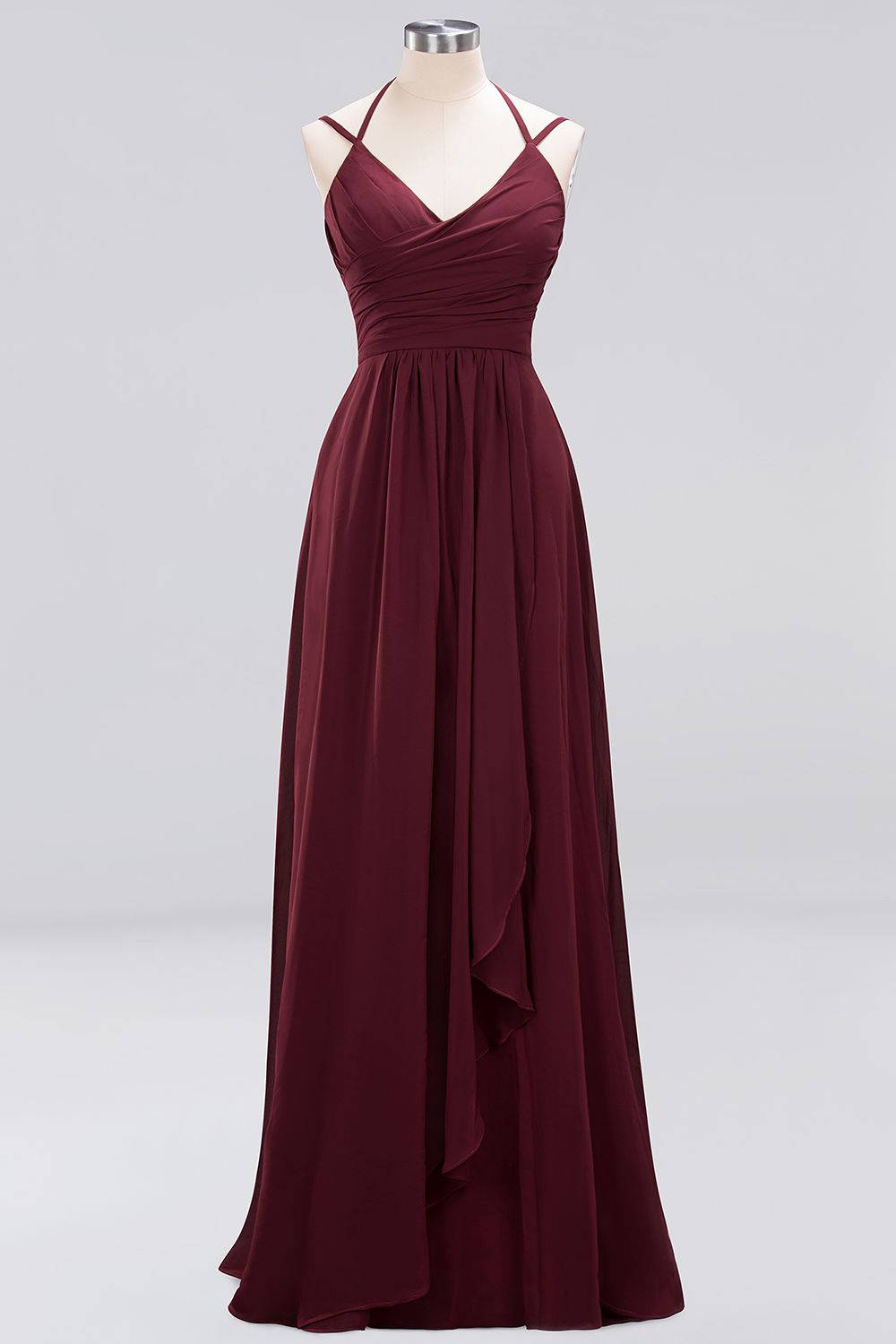 Affordable Chiffon Burgundy Bridesmaid Dresses With Spaghetti Straps