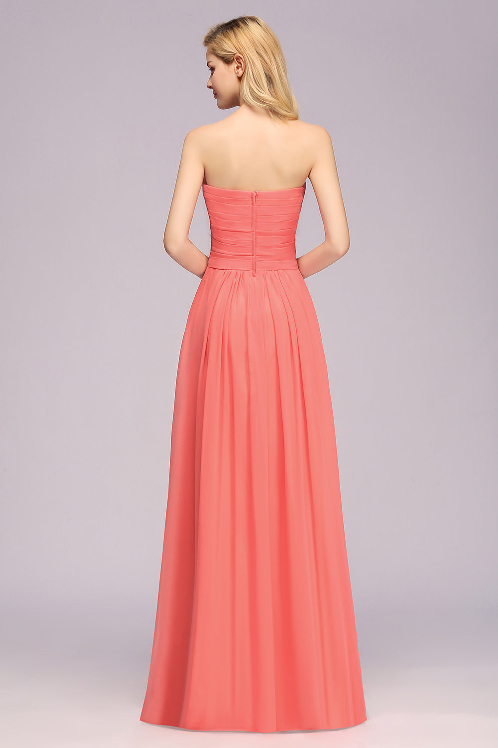 Affordable Sweetheart Strapless Chiffon Bridesmaid Dresses with Flower