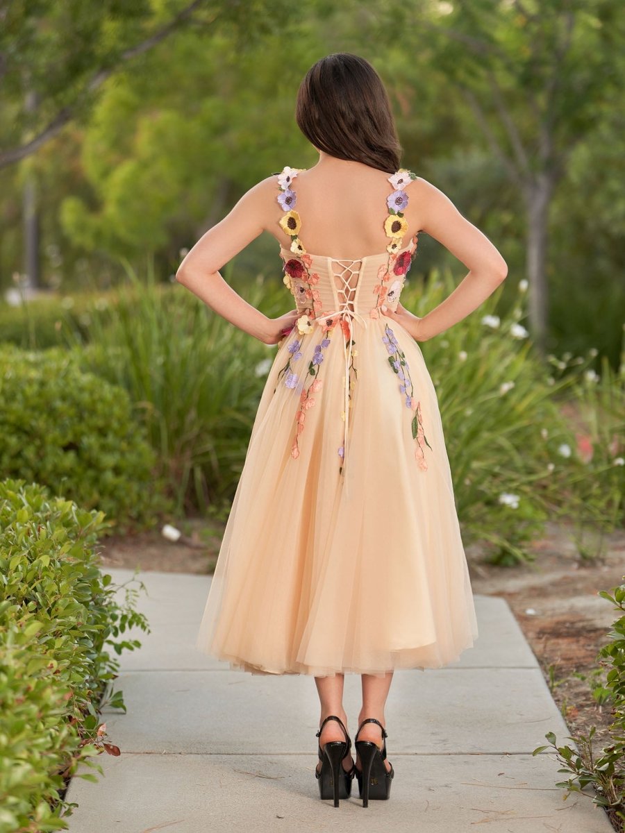 Sevoba|3D Flower Tulle Ankle Length Prom Dresses