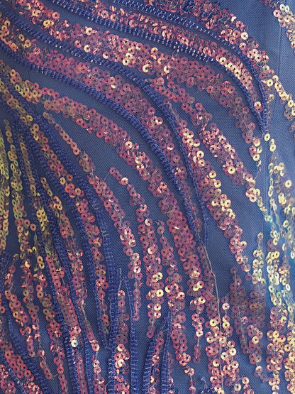 Sevoba|Scoop Neck Hot Pink Mermaid Sequins Long Prom Dresses Beading