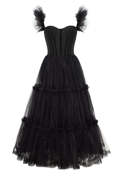 Sevoba|A-Line Corset Ruffled Tulle Prom Dress