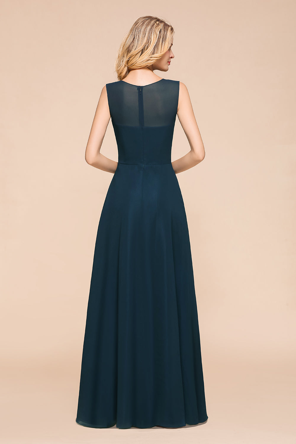 Beautiful Chiffon Jewel Ruffle Navy Affordable Bridesmaid dresses