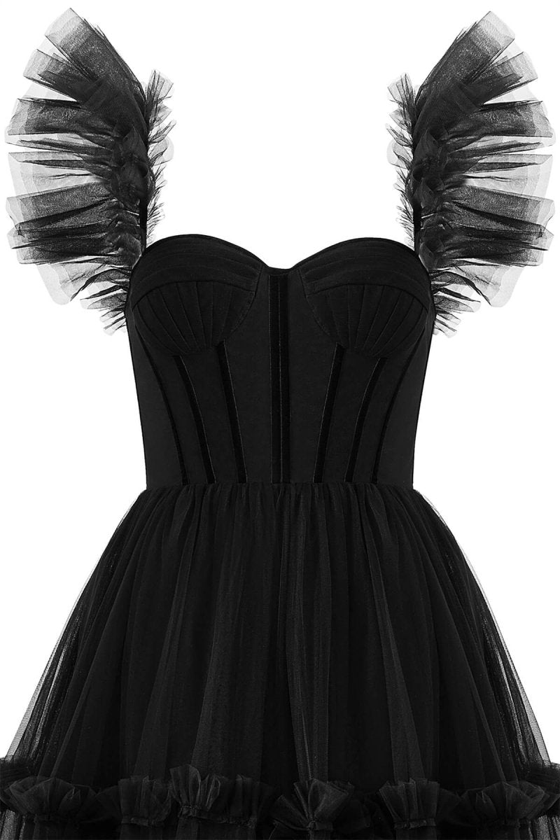 Sevoba|A-Line Corset Ruffled Tulle Prom Dress