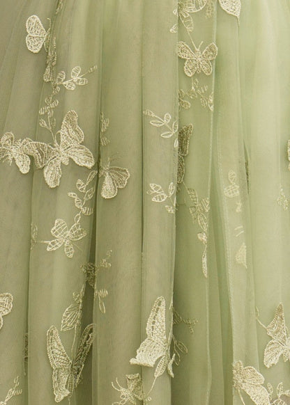 Lydia |A-line Butterfly Lace Lilac Corset Prom Dress with Slit