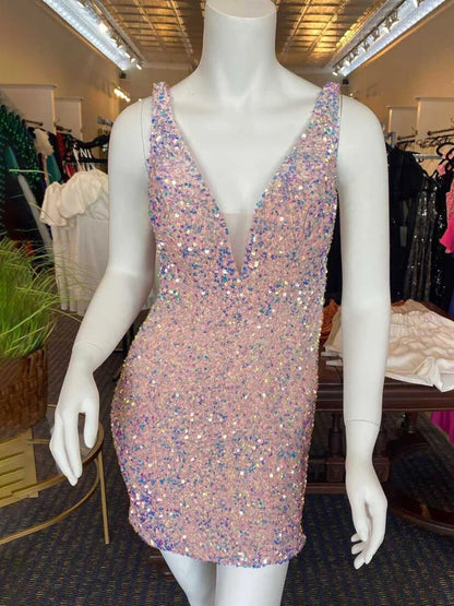Annora |Bodycon V Neck Sequins Homecoming Dress