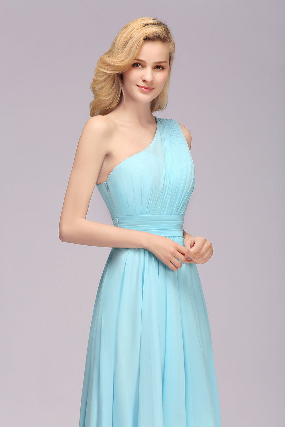 Chic Hi-Lo One Shoulder Ruffle Affordable Bridesmaid Dresses Affordable