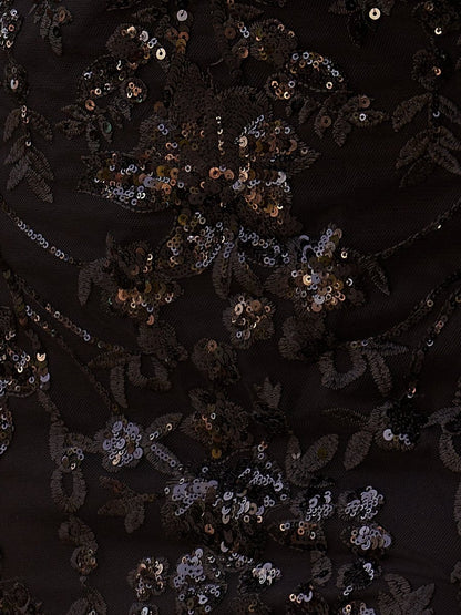 Sevoba|Black Lace Applique High Slit Criss Cross Back Mermaid Prom Dress