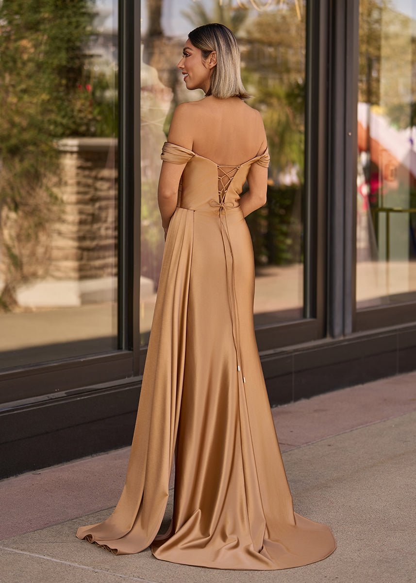 Sevoba|Mermaid Satin Long Prom Dress with Slit
