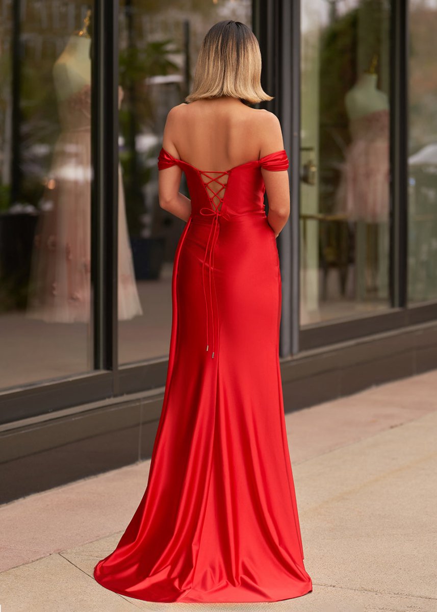 Sevoba|Mermaid Satin Long Prom Dress with Slit