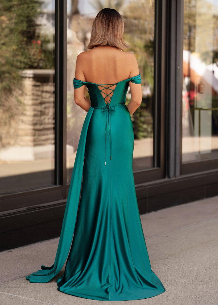 Sevoba|Mermaid Satin Long Prom Dress with Slit