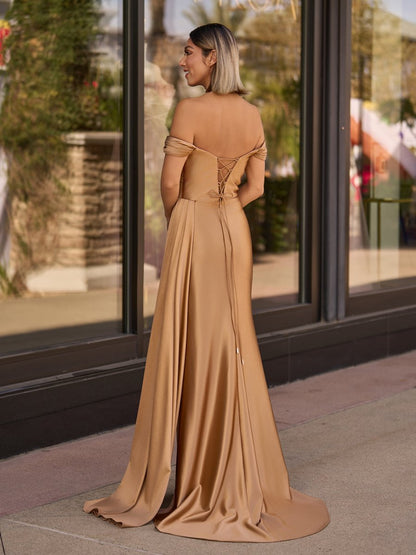 Adelaide |Mermaid Satin Long Prom Dress with Slit