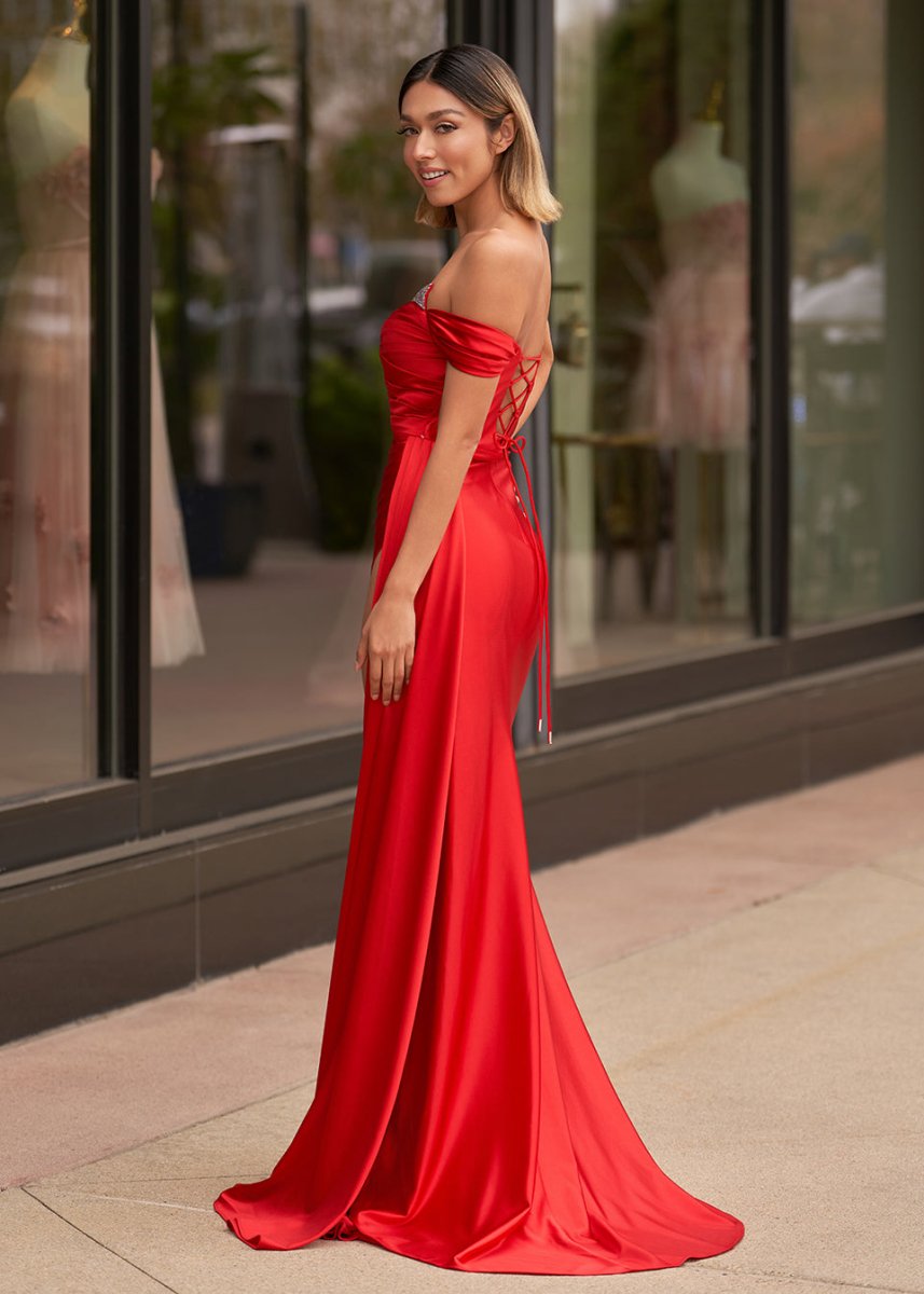 Sevoba|Mermaid Satin Long Prom Dress with Slit