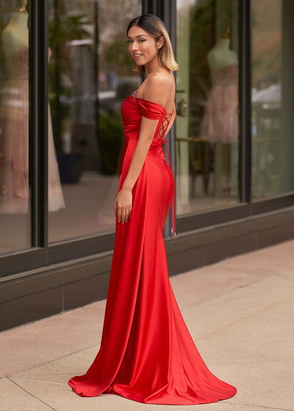 Adelaide |Mermaid Satin Long Prom Dress with Slit