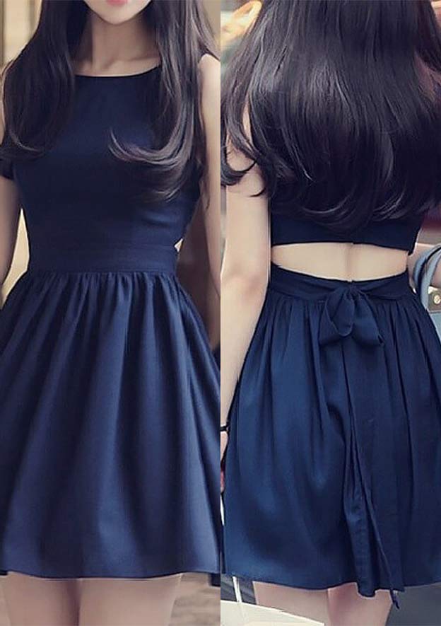 Elegant A-line Bateau Sleeveless Chiffon Homecoming Dress