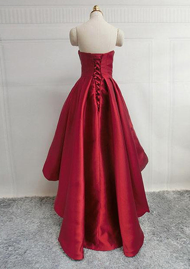 Elegant A-line Sweetheart Sleeveless Satin Asymmetrical Homecoming Dress