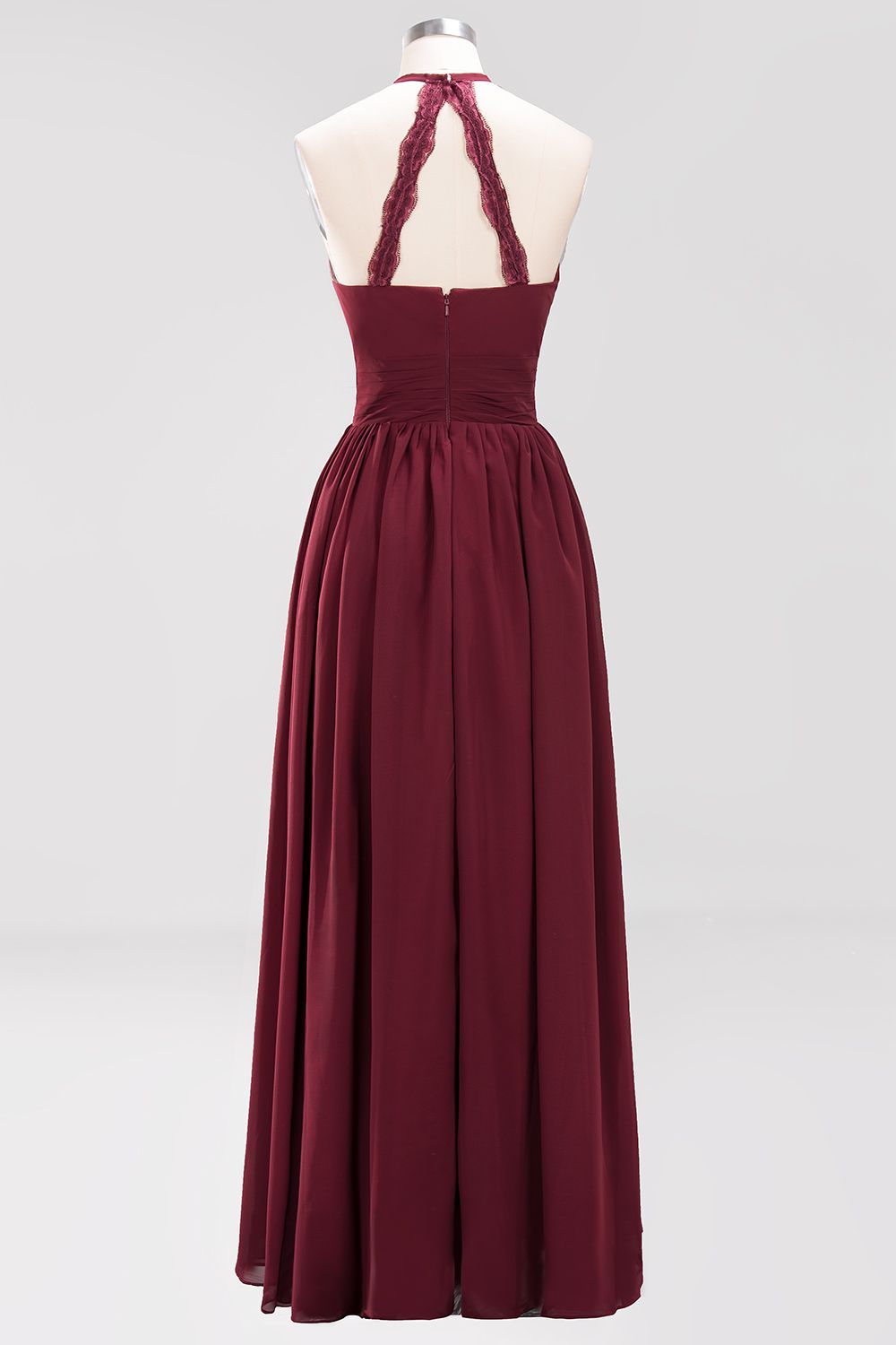 Elegant High-Neck Halter Long Affordable Bridesmaid dresses with Ruffles