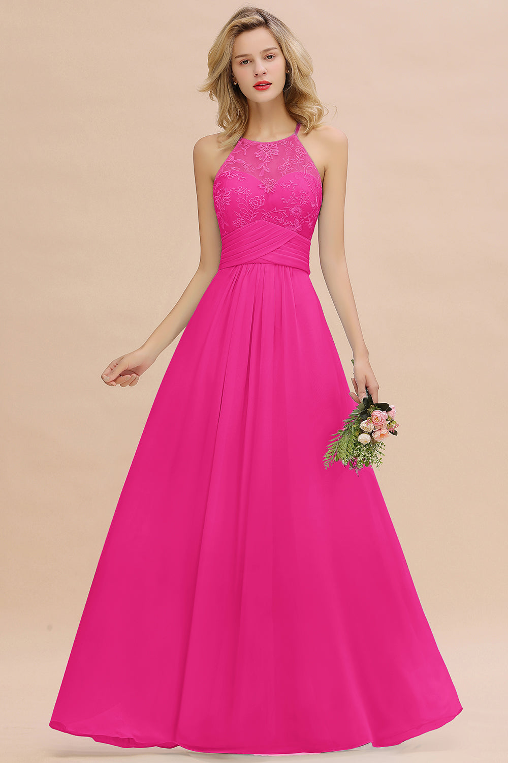 Elegant Jewel Ruffle Affordable Chiffon Bridesmaid Dresses with Appliques