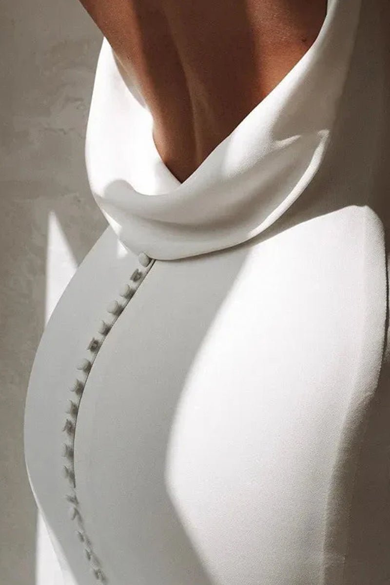 Sevoba|Elegant Mermaid V-Neck Elastic Satin Long Wedding Dresses