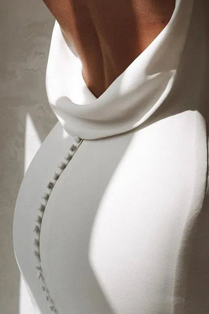 Sevoba|Elegant Mermaid V-Neck Elastic Satin Long Wedding Dresses