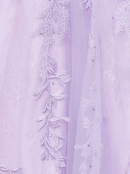 Sevoba|A-line Sweetheart Lace Tulle Prom Dress with Slit