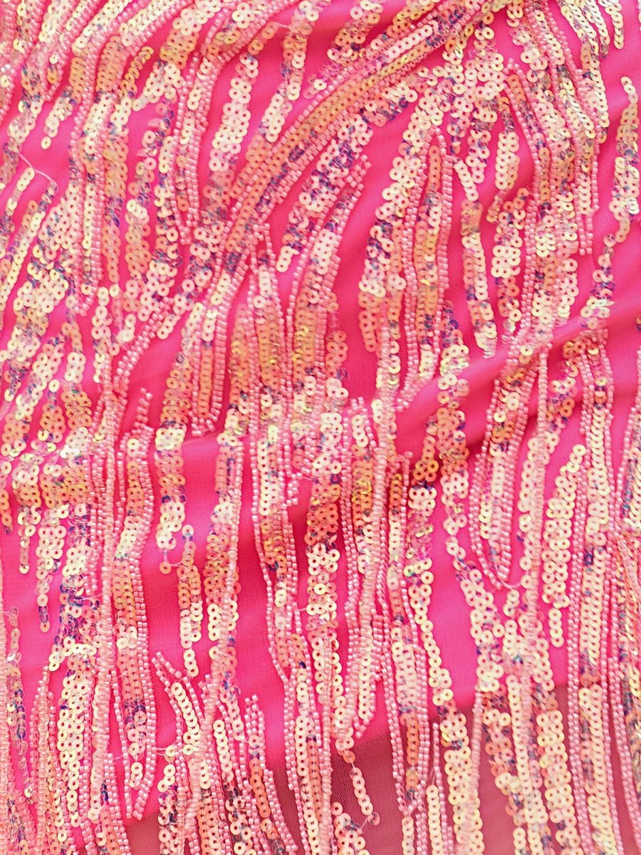 Sevoba|Hot Pink - Sheath V Neck Sequined Tassels Homecoming Dresses
