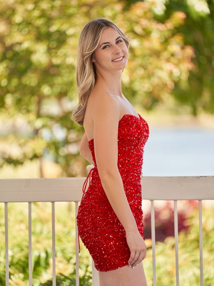 Sevoba|Bodycon Sweetheart Black Sequin Short Homecoming Dresses