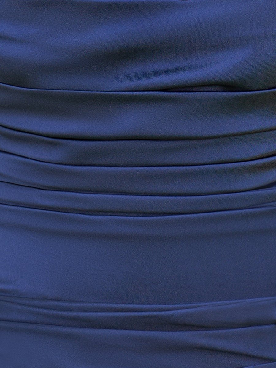 Sevoba|Bodycon Satin Strapless Homecoming Dress with Lace and Gloves