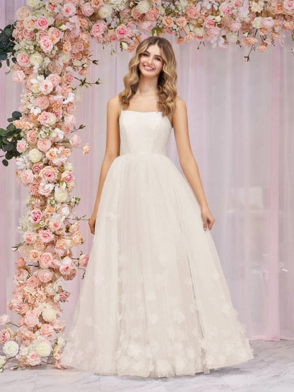 Arabella |A-line Spaghetti Straps Pink Tulle Prom Dress