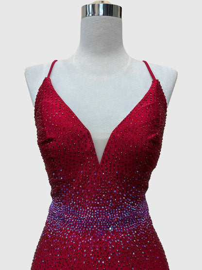 Jolene |Sheath Beaded Satin Homecoming Dress with Side Slit