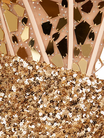 Sevoba|Mirror-Cut Sequins Halter Sheath V Neck Homecoming Dress