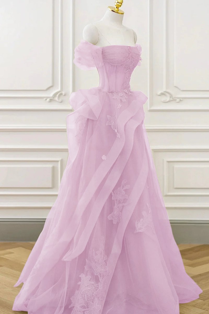 Nellie | Green Tulle Lace Long Prom Dress with Corset, Green Formal Party Dress