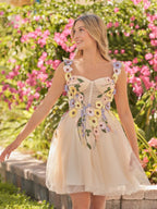 Quinta | 3D Flower Tulle Short Length Prom Dresses