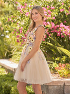 Quinta | 3D Flower Tulle Short Length Prom Dresses