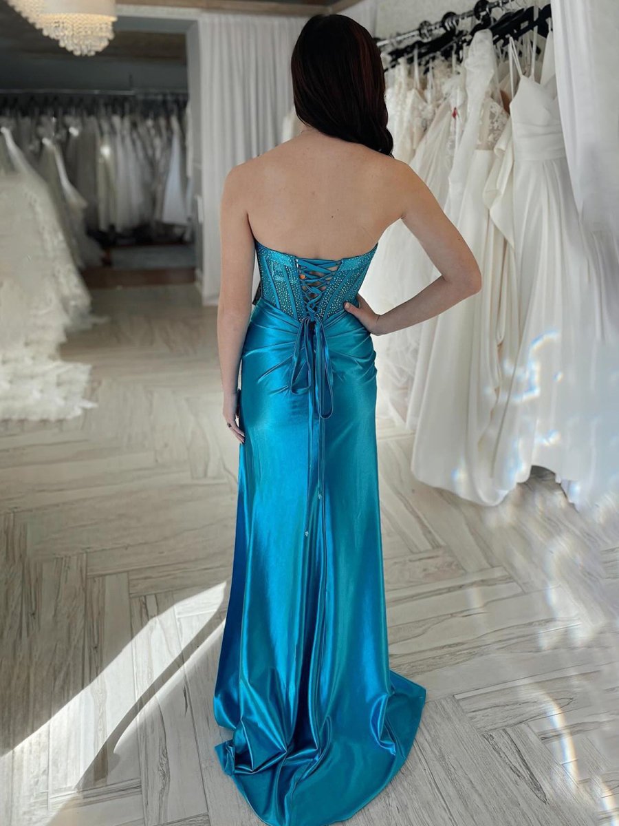 Fuchsia Beaded Sweetheart Mermaid Long Prom Dress