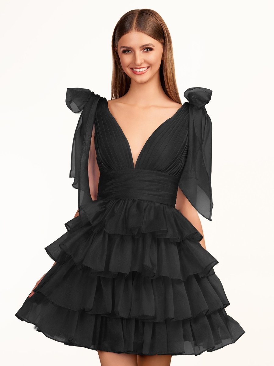 Sevoba|Trendy  A-Line Royal Blue Tiered Homecoming Dress with Bow