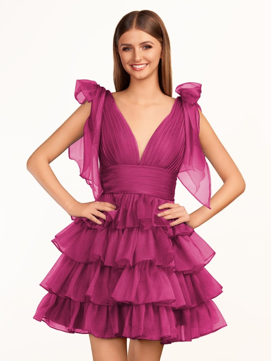 Sevoba|Trendy  A-Line Royal Blue Tiered Homecoming Dress with Bow
