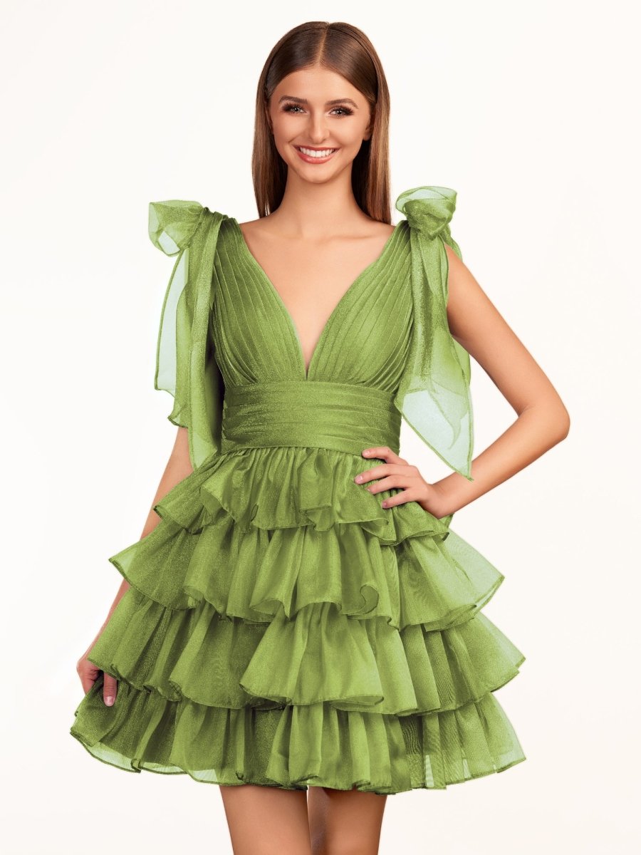 Sevoba|Trendy  A-Line Royal Blue Tiered Homecoming Dress with Bow