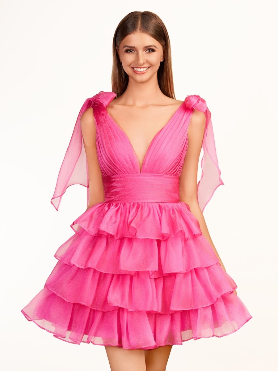 Sevoba|Trendy  A-Line Royal Blue Tiered Homecoming Dress with Bow