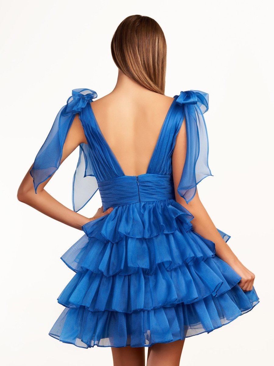 Sevoba|Trendy  A-Line Royal Blue Tiered Homecoming Dress with Bow