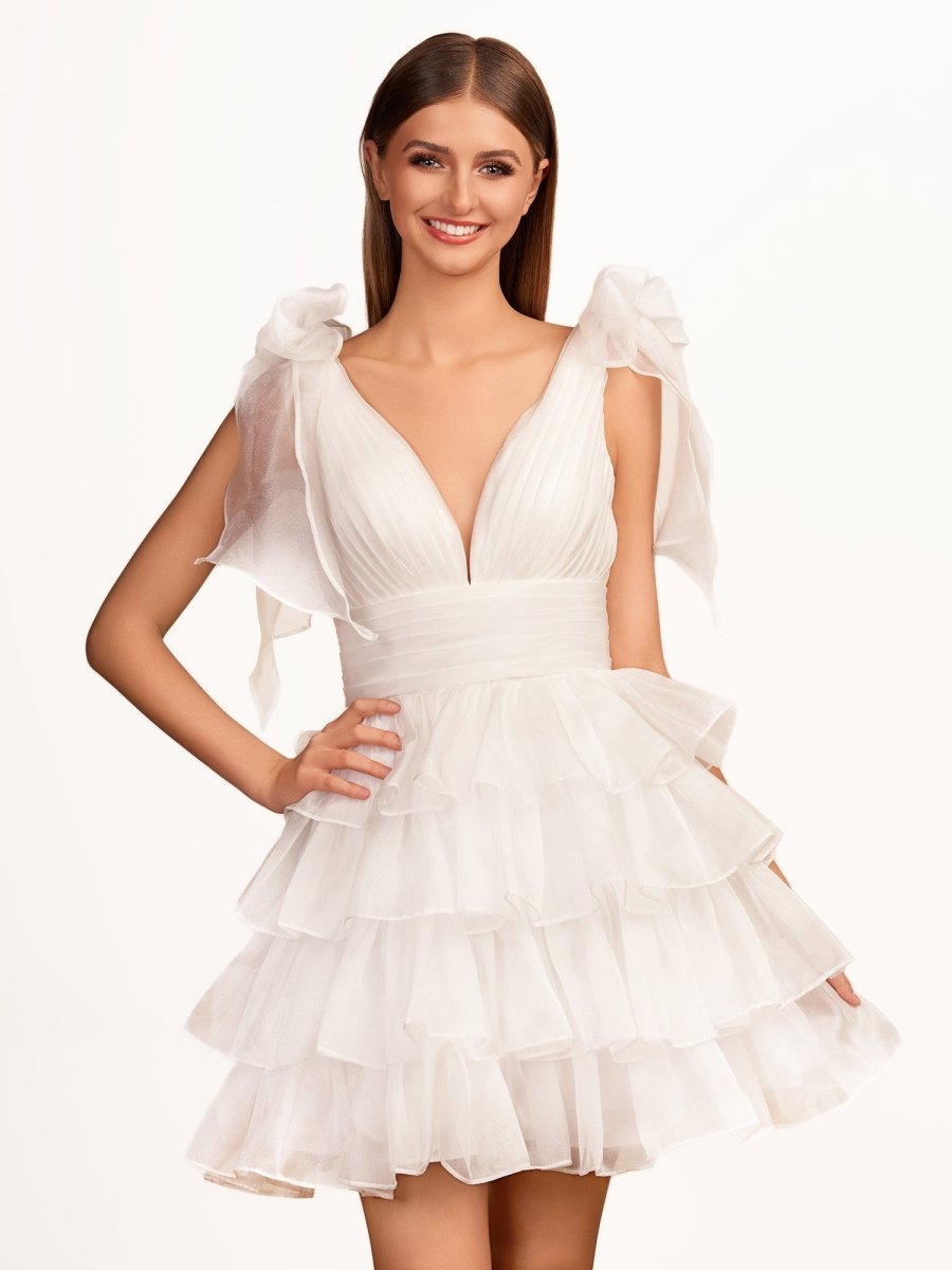 Sevoba|Trendy  A-Line Royal Blue Tiered Homecoming Dress with Bow
