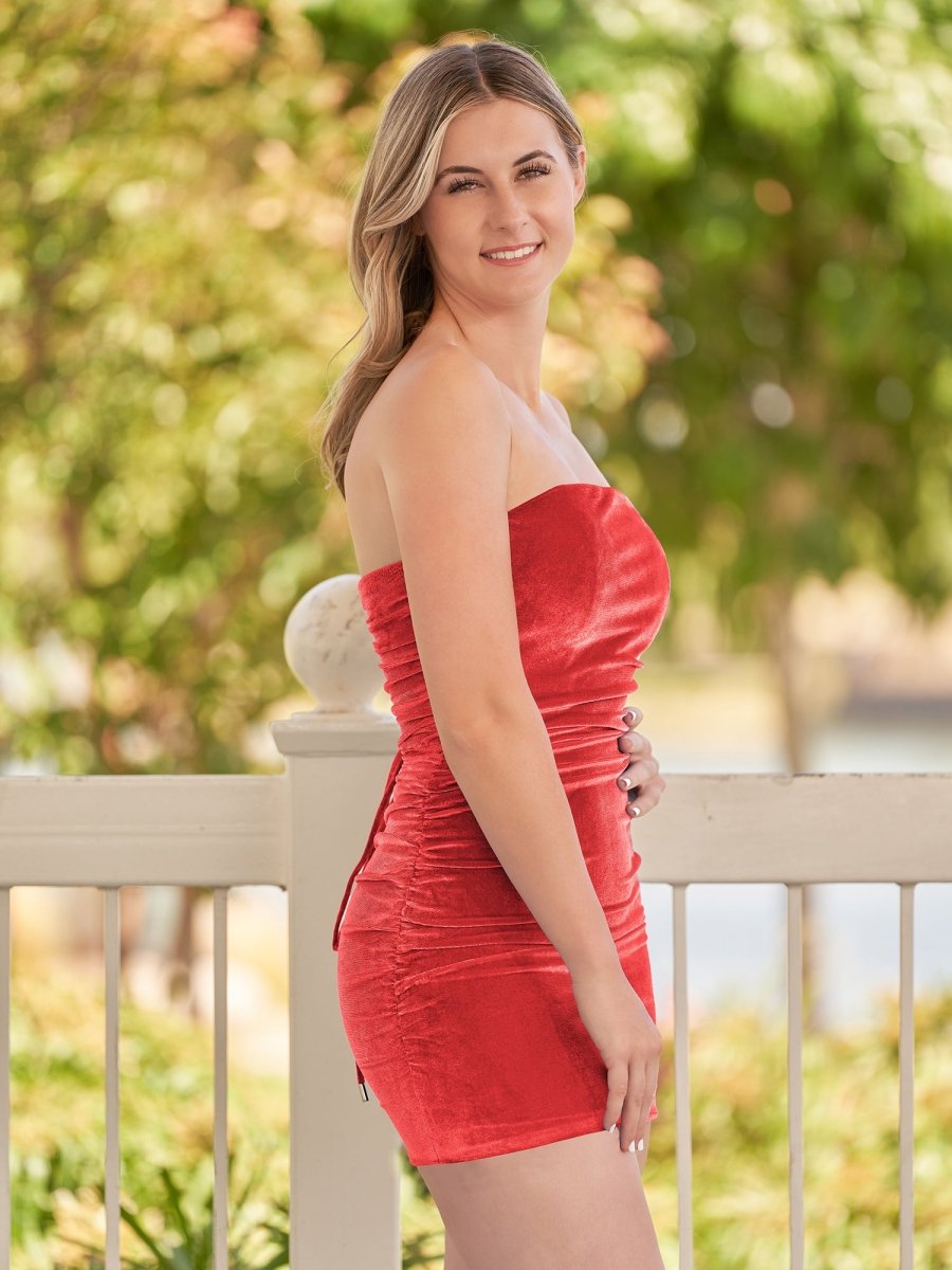 Sevoba|Bodycon Strapless Royal Blue Velvet Homecoming Dresses