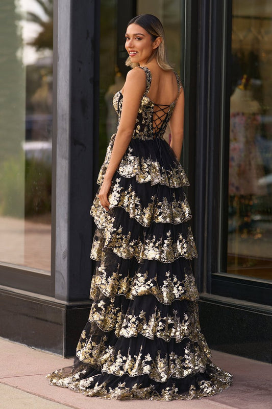 Sevoba|Gold Off the Shoulder Sequin Long Prom Dress with Slit