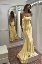 Sevoba | Cute Mermaid Scoop Neck Satin Long Prom Dress