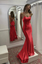 Sevoba | Cute Mermaid Scoop Neck Satin Long Prom Dress