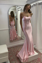 Sevoba | Cute Mermaid Scoop Neck Satin Long Prom Dress