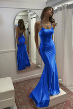 Sevoba | Cute Mermaid Scoop Neck Satin Long Prom Dress
