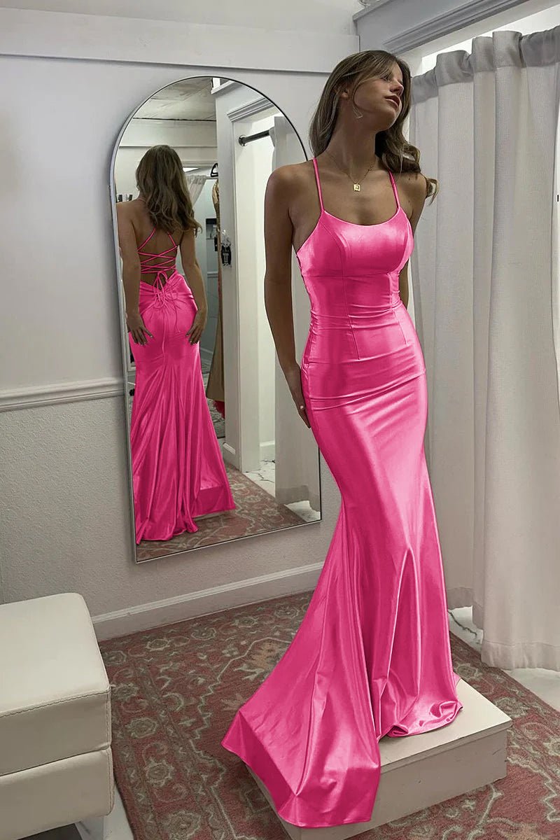 Sevoba | Cute Mermaid Scoop Neck Satin Long Prom Dress